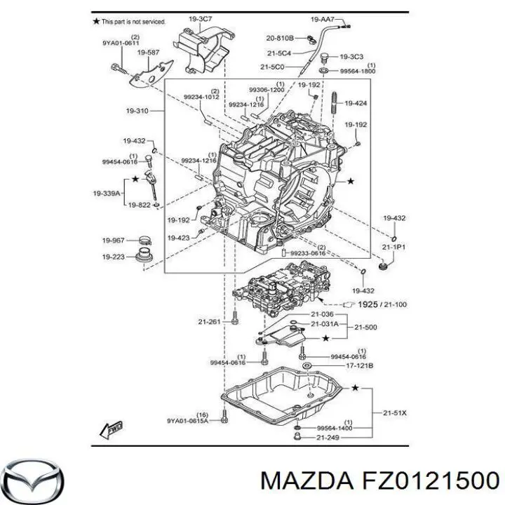 FZ0121500 Mazda filtro hidráulico, transmisión automática