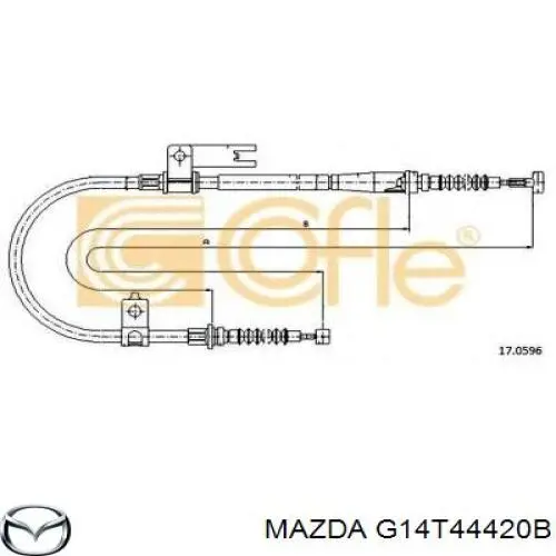 G14T44420B Mazda cable de freno de mano trasero izquierdo