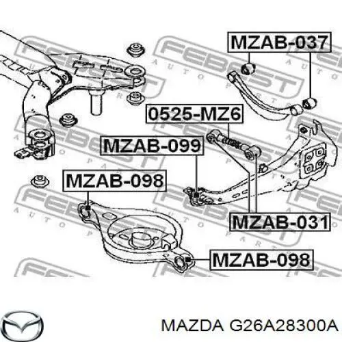 G26A28300A Mazda brazo suspension (control trasero inferior derecho)