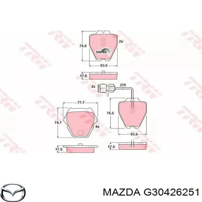 G30426251 Mazda disco de freno trasero