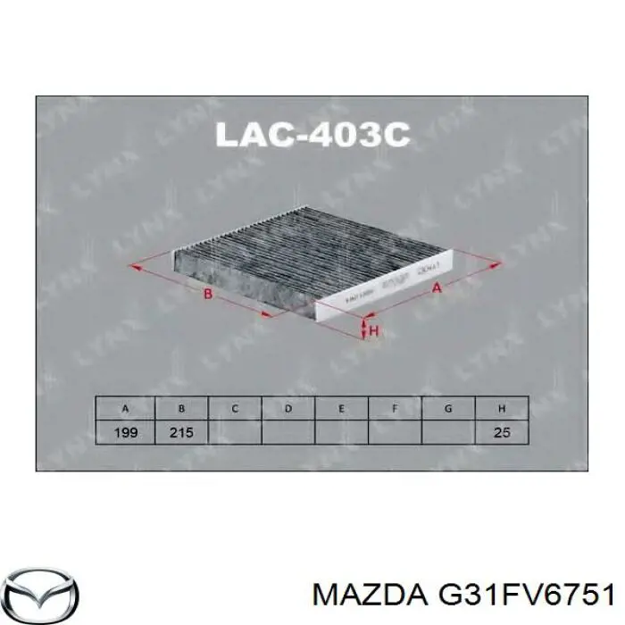 G31FV6751 Mazda filtro de habitáculo