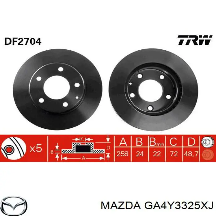 GA4Y3325XJ Mazda freno de disco delantero