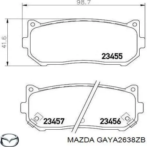 GAYA2638ZB Mazda zapatas de frenos de tambor traseras