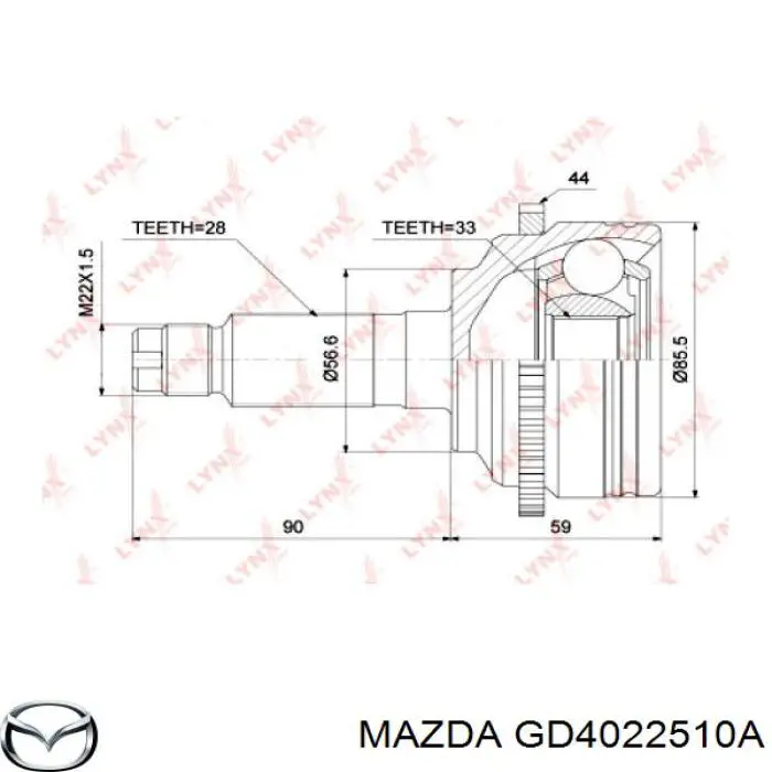 GD4022510A Mazda árbol de transmisión delantero derecho