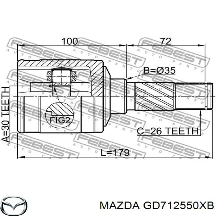 GD712550XB Mazda árbol de transmisión trasero derecho