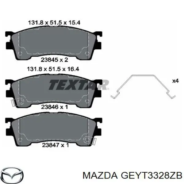 GEYT3328ZB Mazda pastillas de freno delanteras