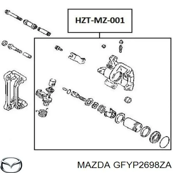 GFYP2698ZA Mazda pinza de freno trasero derecho