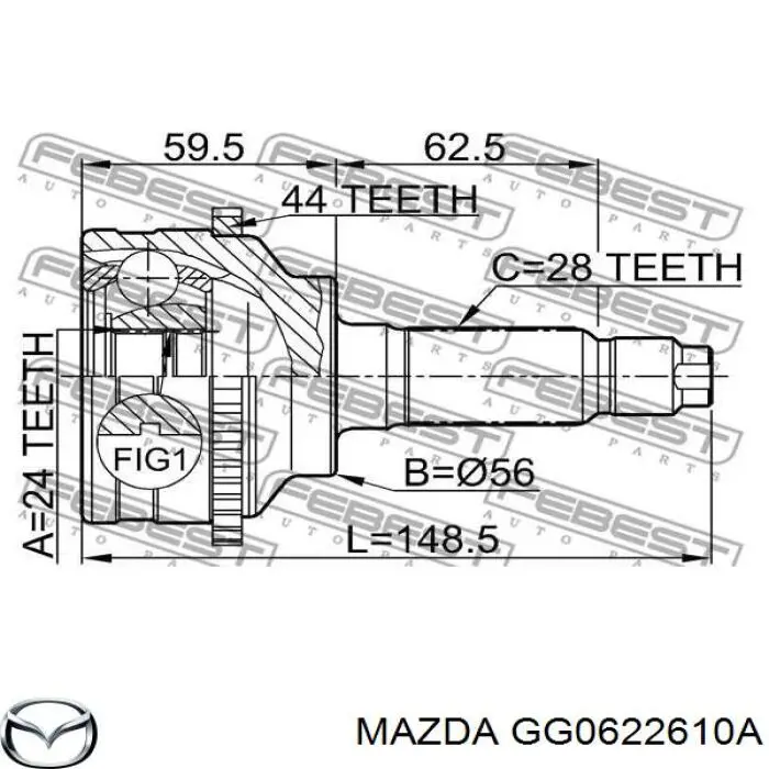  Árbol de transmisión delantero izquierdo para Mazda Tribute EP