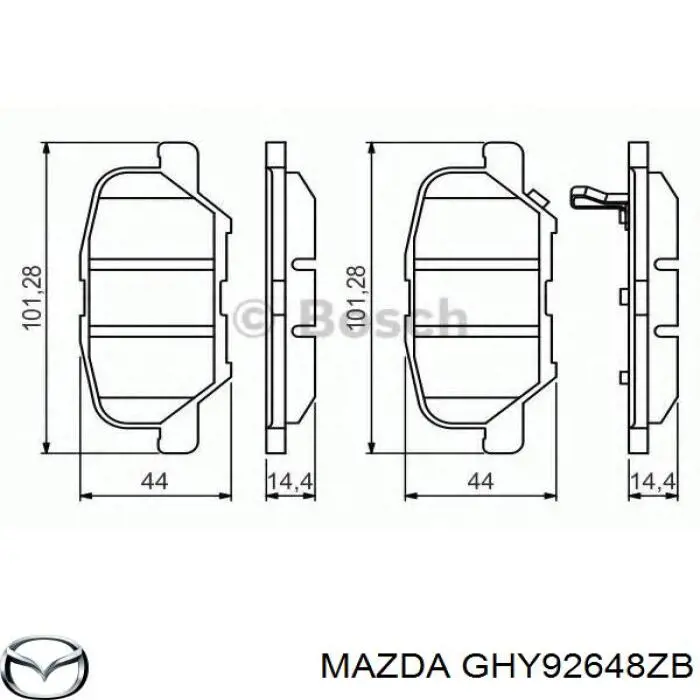 GHY92648ZB Mazda pastillas de freno traseras