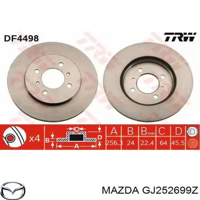 GJ252699ZA Mazda pinza de freno trasera izquierda