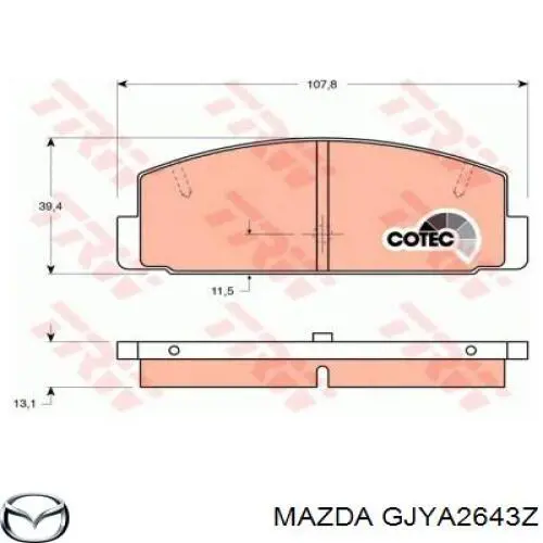 GJYA2643Z Mazda pastillas de freno traseras