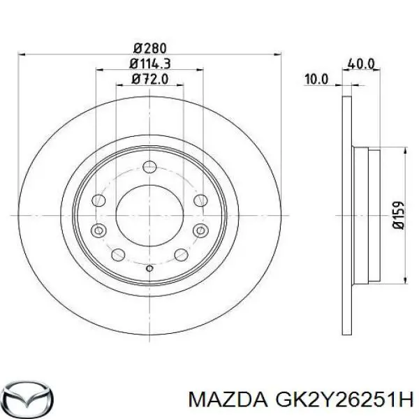 GK2Y26251H Mazda disco de freno trasero