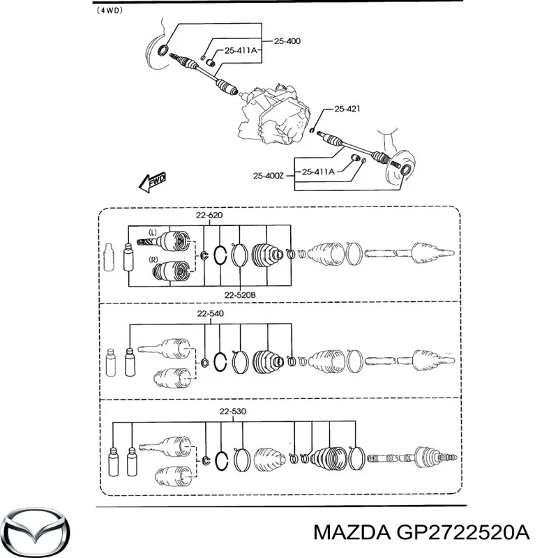 GP2722520A Mazda junta homocinética interior delantera derecha