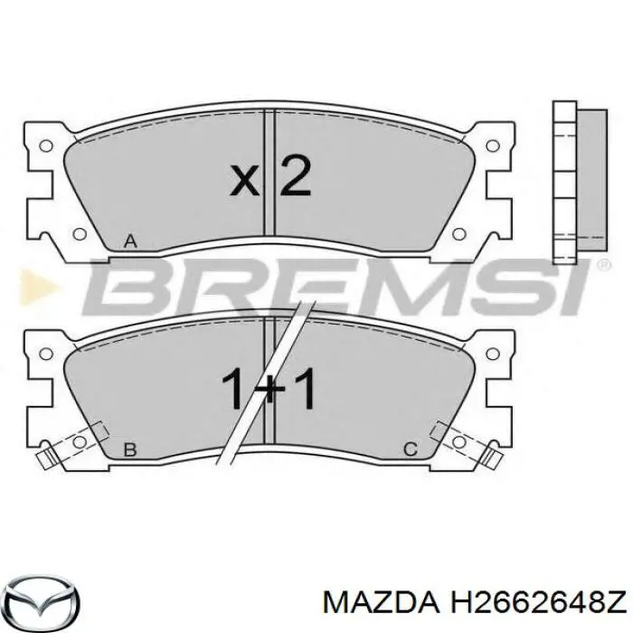 T0Y02648Z Mazda pastillas de freno traseras