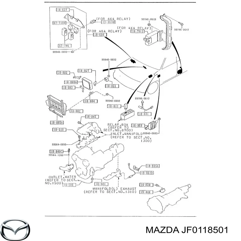 JF0118501 Mazda indicador, presión del aceite