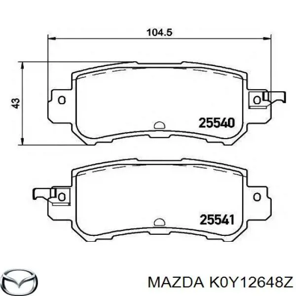 K0Y12648Z Mazda pastillas de freno traseras