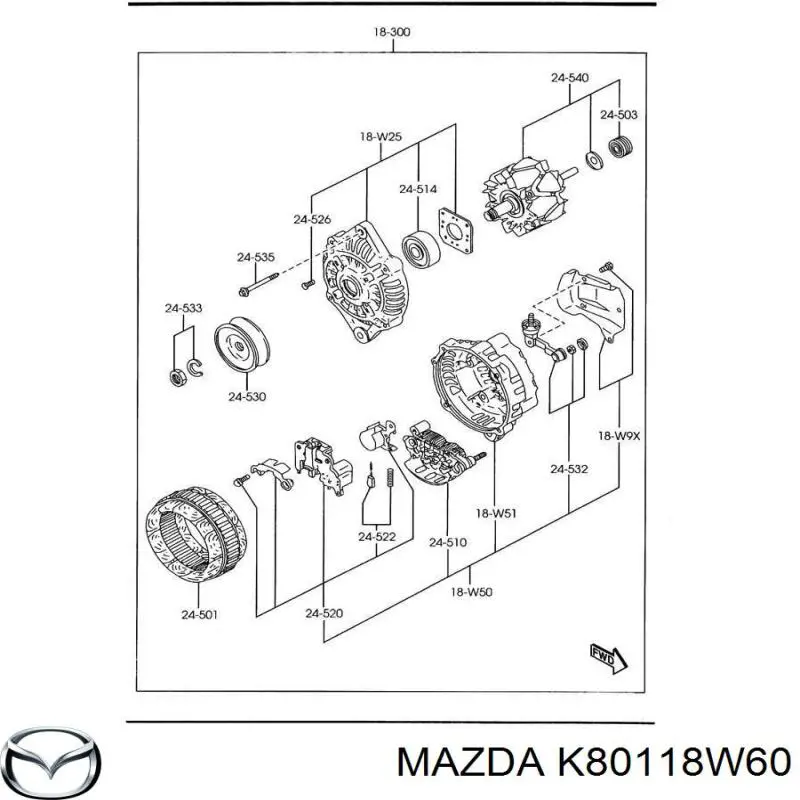 K80118W60 Mazda alternador diodo puente rectificador