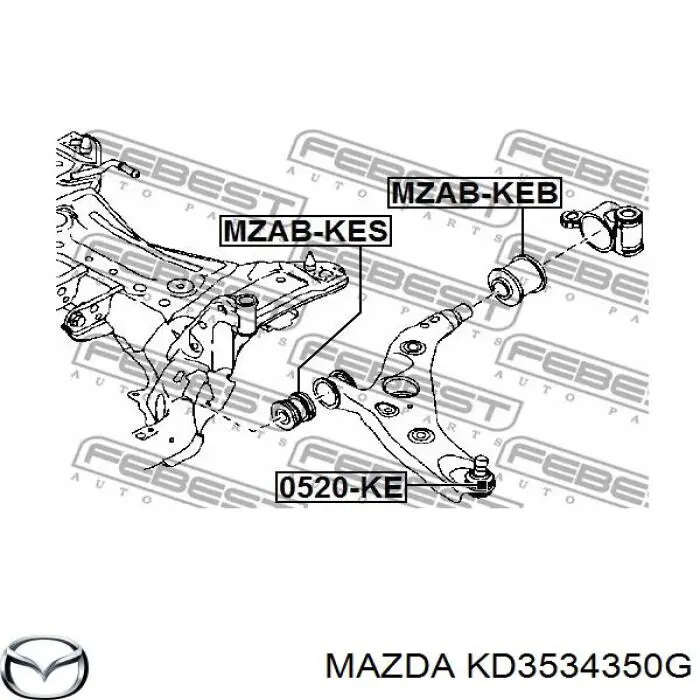 KD3534350G Mazda barra oscilante, suspensión de ruedas delantera, inferior izquierda