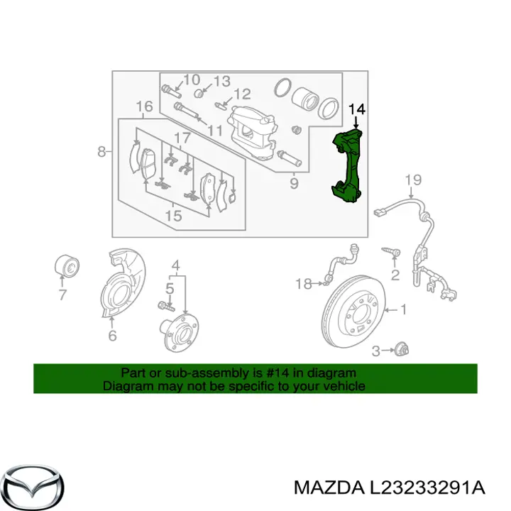  Soporte, pinza de freno delantera para Mazda CX-9 TB