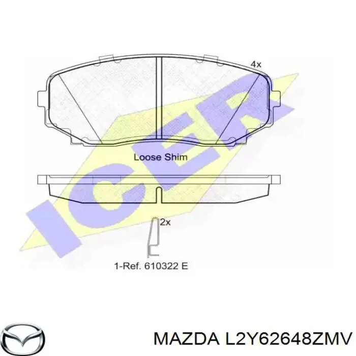 L2Y6-26-48ZMV Mazda pastillas de freno traseras