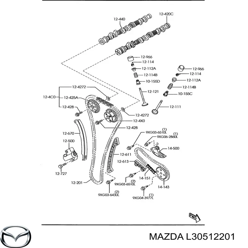  Cadena de distribución para Mazda MPV 2 