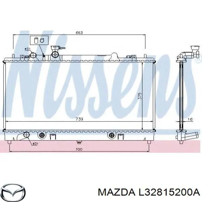 L32815200A Mazda radiador refrigeración del motor