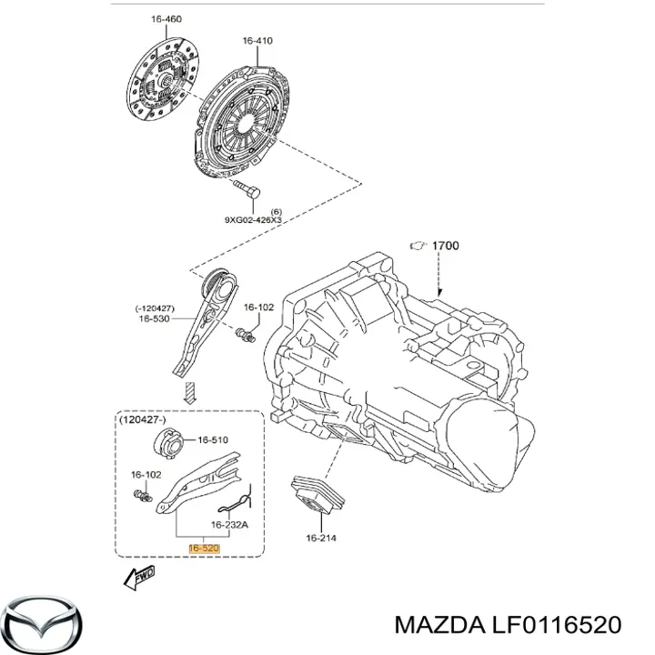  Horquilla de desembrague, embrague para Mazda 3 BL