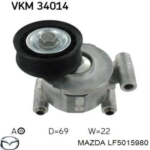 LF50-15-980 Mazda tensor de correa, correa poli v