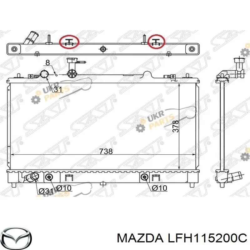 LFH115200C Mazda radiador refrigeración del motor