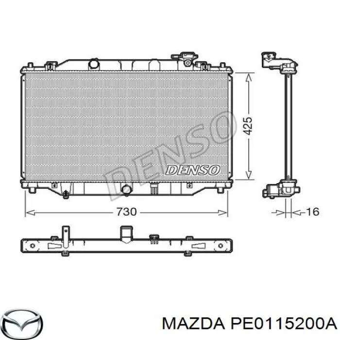 PE0115200A Mazda radiador refrigeración del motor