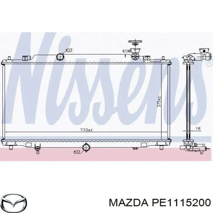 PE1115200 Mazda radiador refrigeración del motor