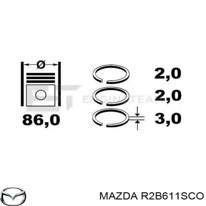 R2B611SCO Mazda juego de aros de pistón, motor, std