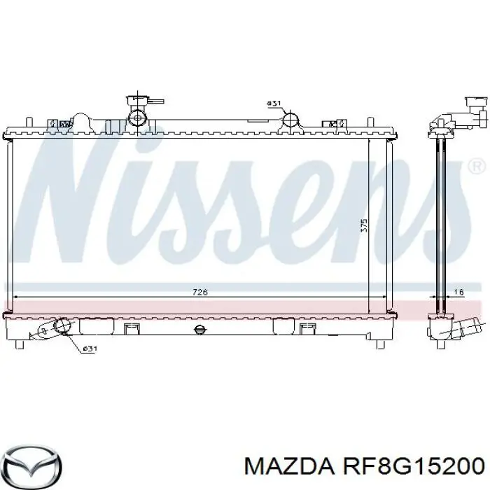 RF8G15200 Mazda radiador refrigeración del motor