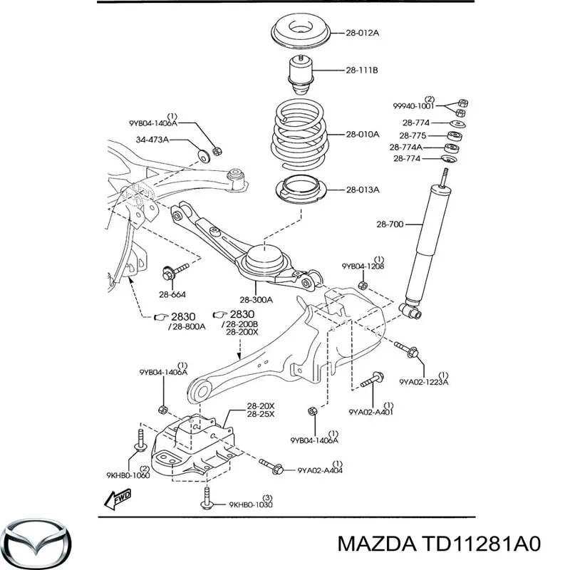  Almohadilla de tope, suspensión trasera para Mazda CX-9 TB