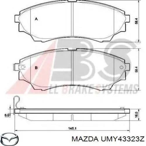 UMY43323Z Mazda pastillas de freno delanteras