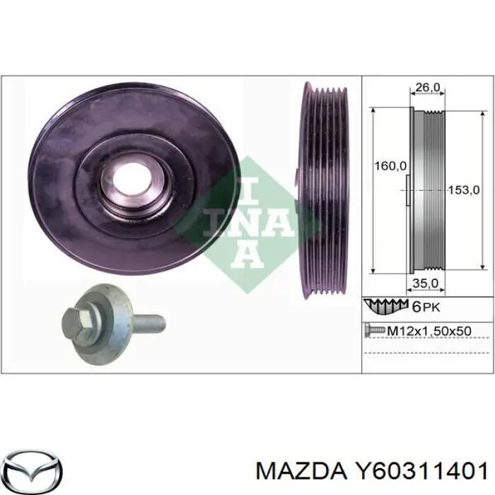 Y60311401 Mazda polea, cigüeñal