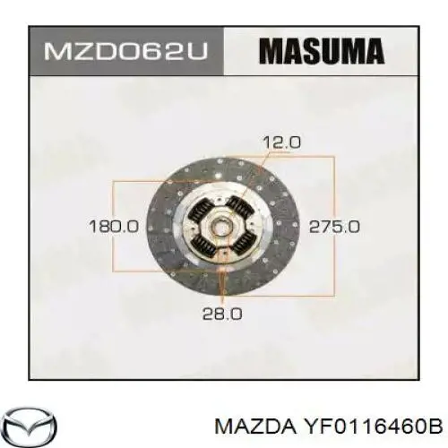 YF0116460B Mazda disco de embrague