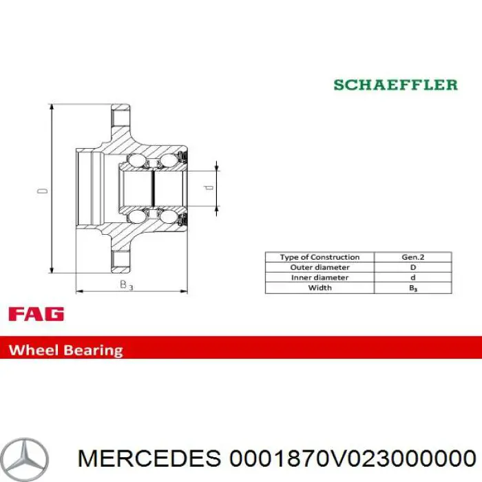 0001870V023000000 Mercedes cubo de rueda delantero