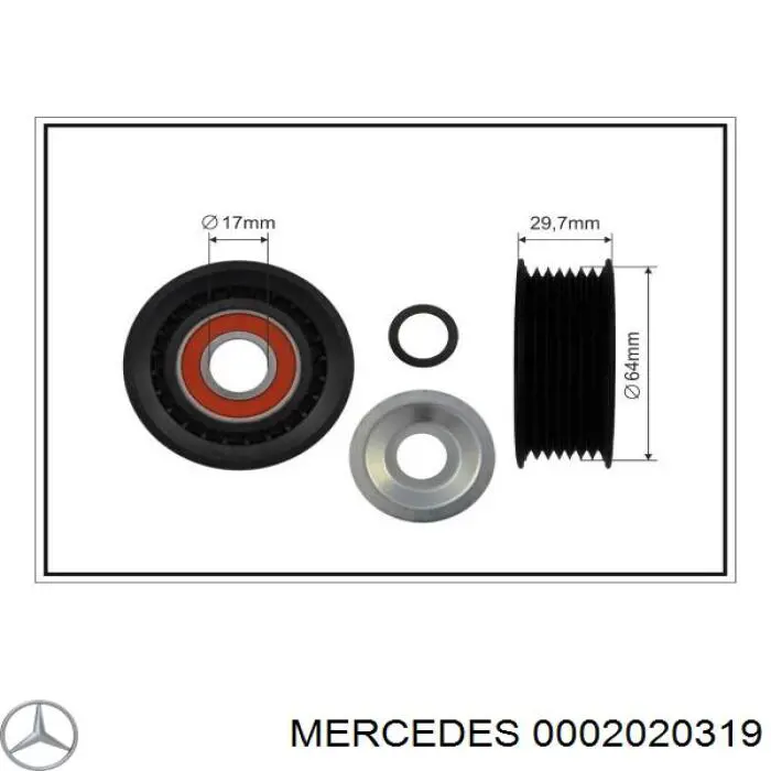 0002020319 Mercedes polea inversión / guía, correa poli v