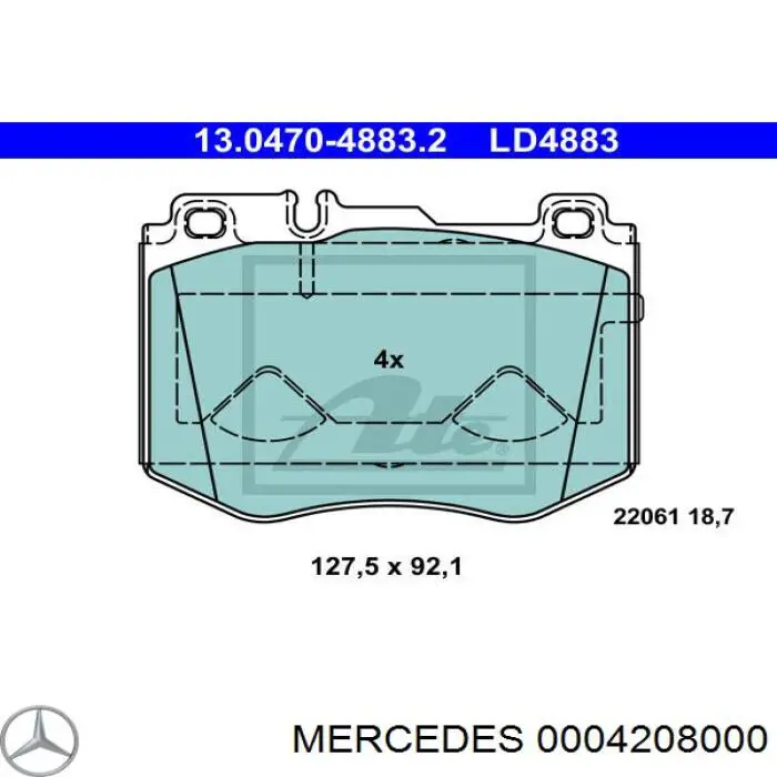 0004208000 Mercedes pastillas de freno delanteras