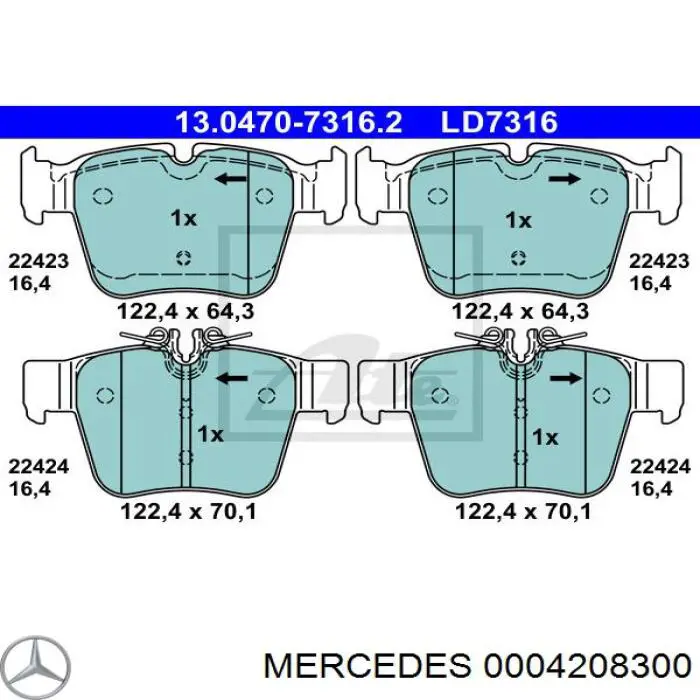 0004208300 Mercedes pastillas de freno traseras