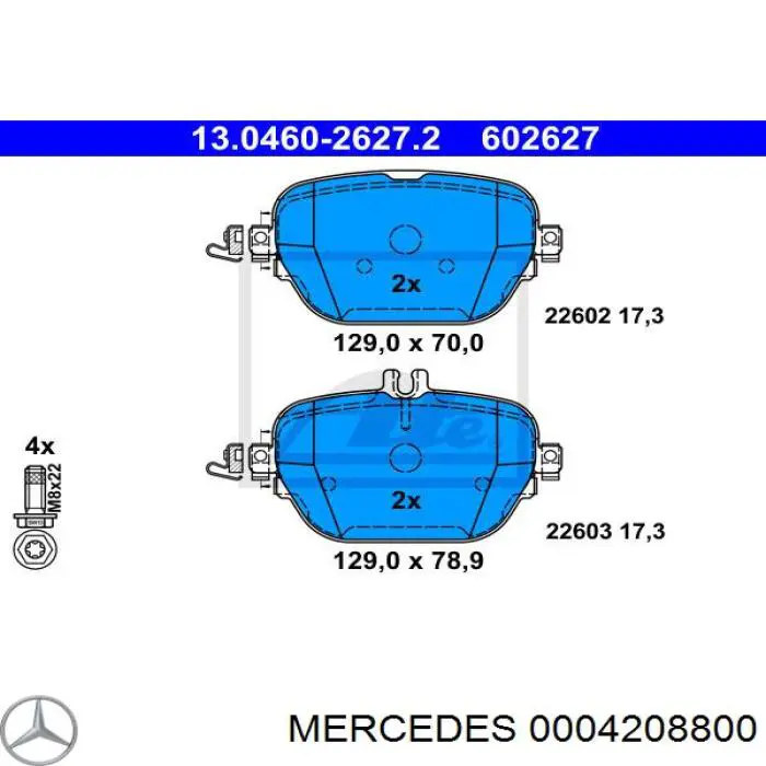 0004208800 Mercedes pastillas de freno traseras