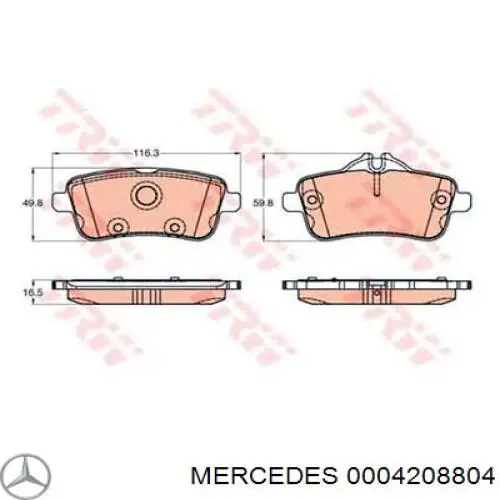 0004208804 Mercedes pastillas de freno delanteras