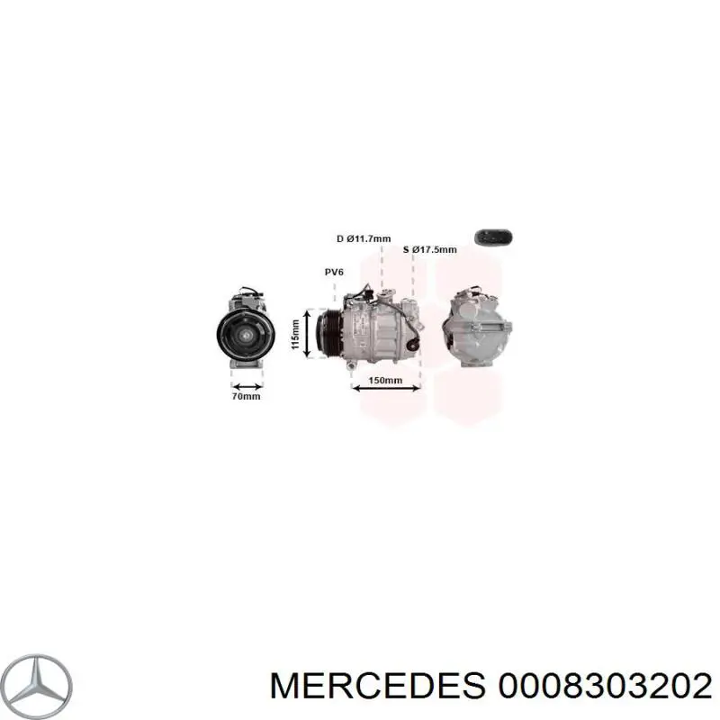 0008303202 Mercedes compresor de aire acondicionado