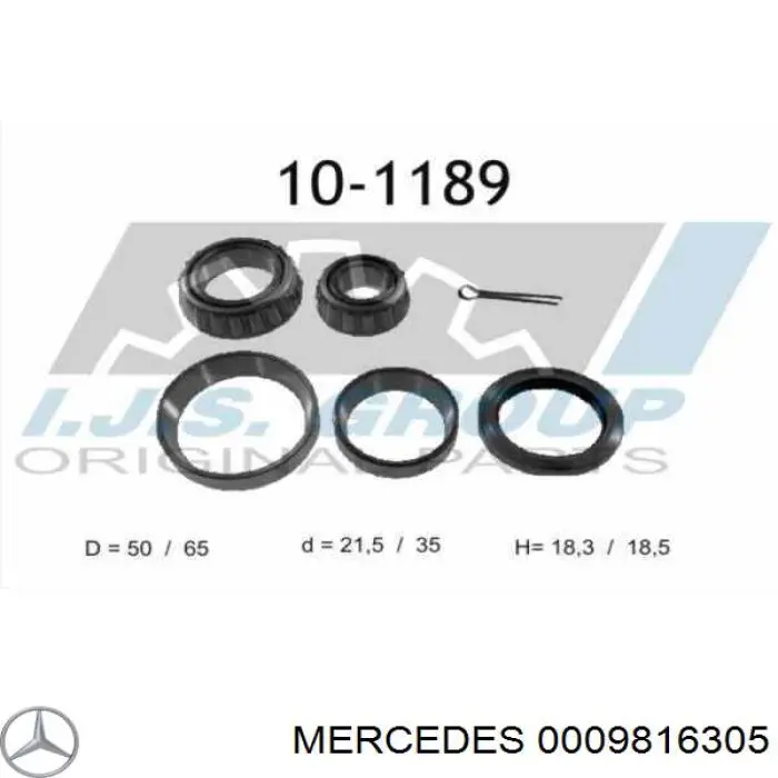 0009816305 Mercedes cojinete de rueda delantero