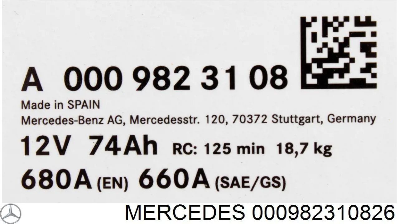 000982310826 Mercedes batería de arranque