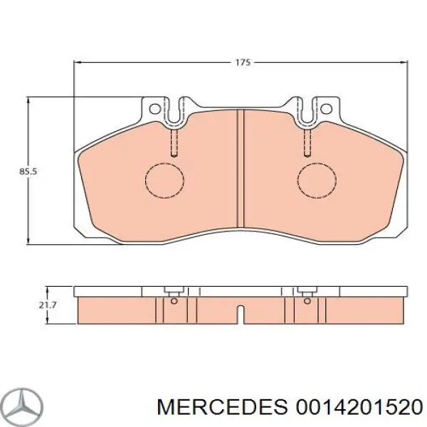 0014201520 Mercedes pastillas de freno traseras