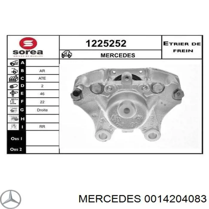 0014204083 Mercedes pinza de freno trasero derecho