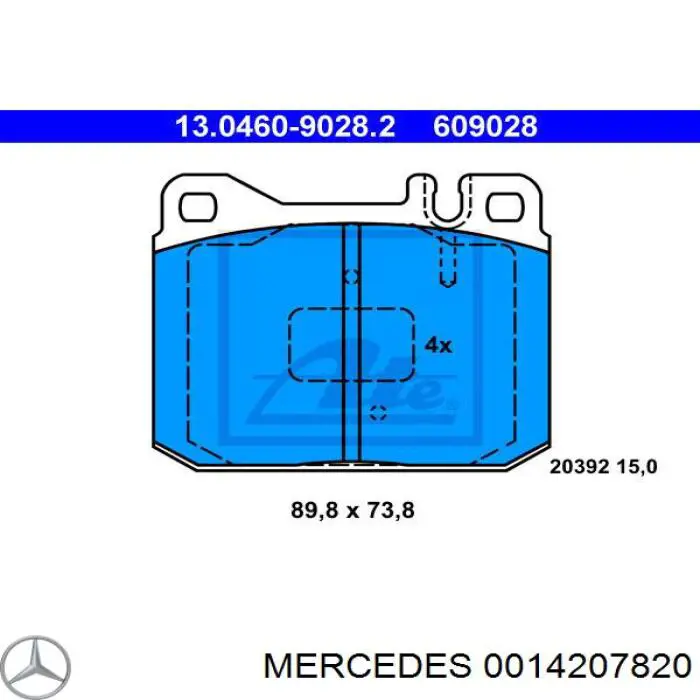 001 420 78 20 Mercedes pastillas de freno delanteras