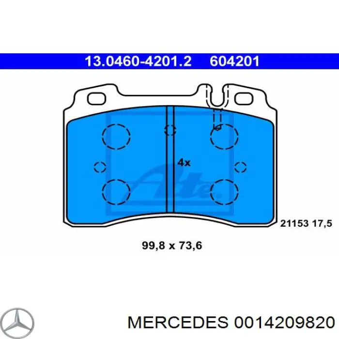 0014209820 Mercedes pastillas de freno delanteras